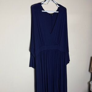 Eloquii long sleeve Dress Womens 26 28 Blue Maxi Stretch Jersey Gown Lagenlook